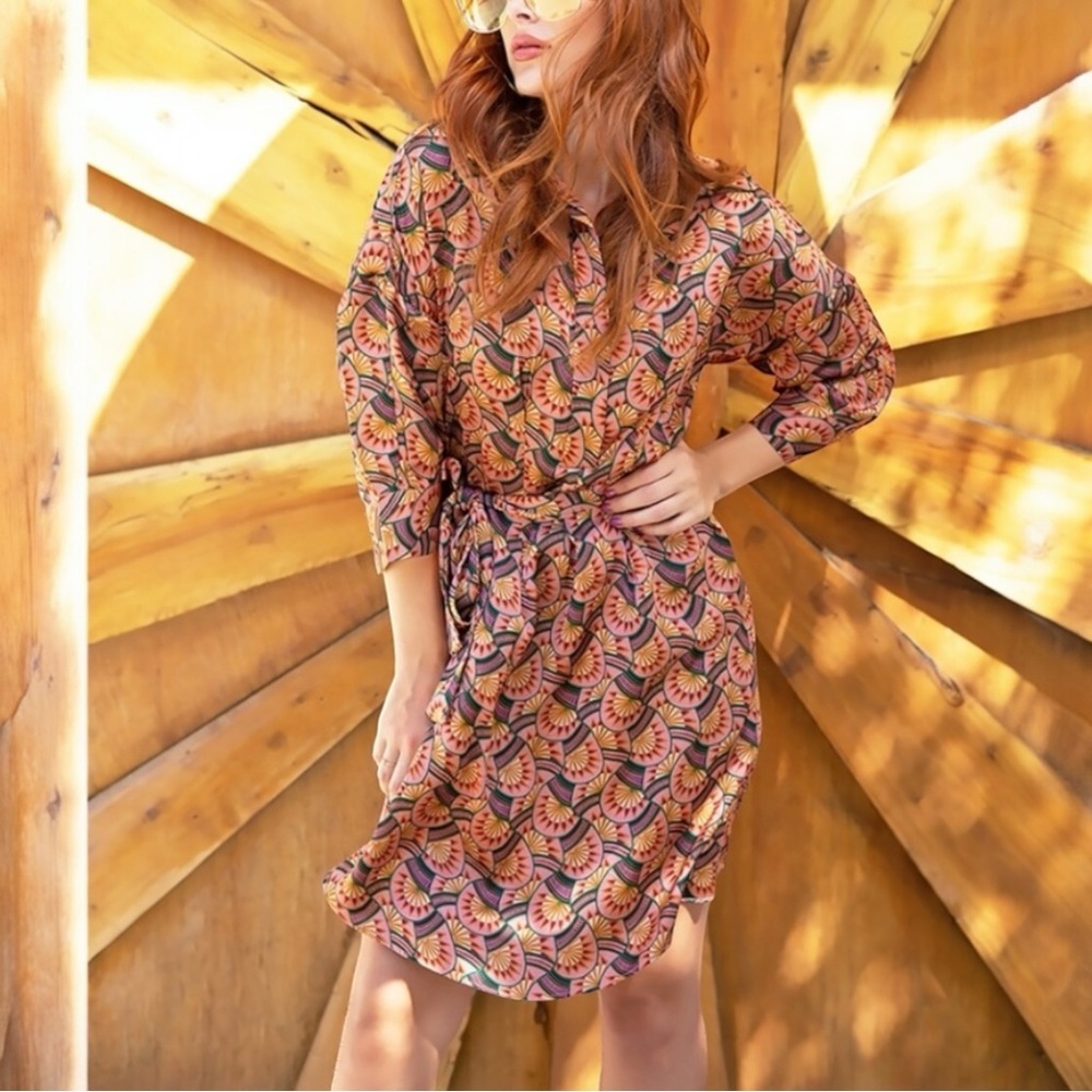 EVA FRANCO x‎ ANTHROPOLOGIE Edeline Abstract Shirt Dress